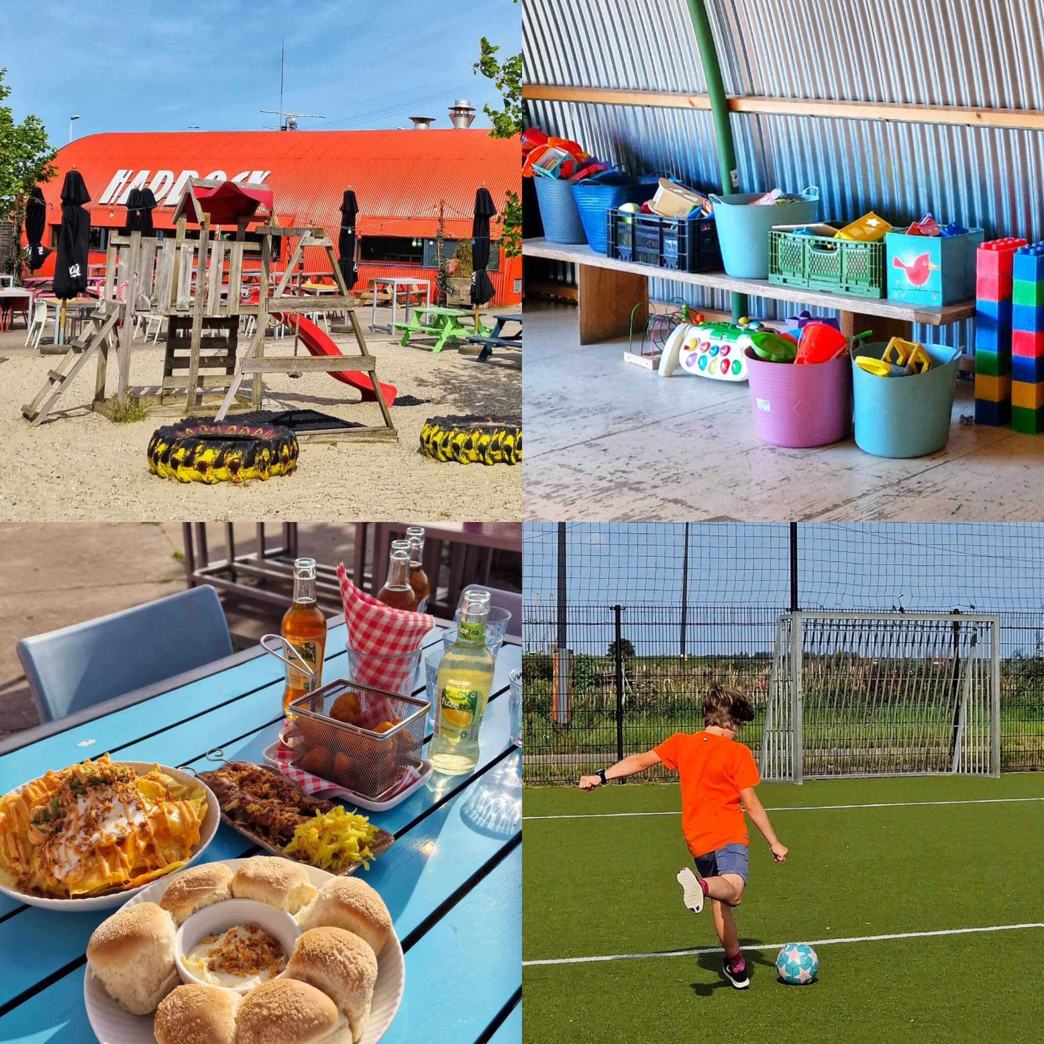 Restaurant Haddock Amsterdam: speeltuin, speelhoek, voetbalveld. Restaurant Haddock in Amsterdam is een heerlijke plek om met de kinderen te gaan eten. Kinderen spelen er in de speeltuin buiten of in de speelhoek binnen. Tieners voetballen er op het voetbalveld voor de deur. Tijd voor een review!