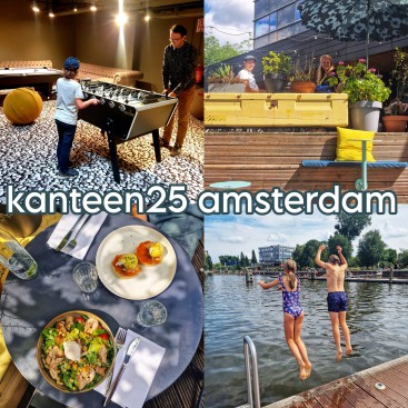 Kanteen25 Marineterrein Amsterdam: restaurant met speelruimte. Duurzaam restaurant Kanteen25 ligt op het Marineterrein in Amsterdam, niet alleen een prachtige plek, maar het heeft ook een toffe speelruimte. Of beter gezegd, twee speelruimtes, die nou eens niet alleen leuk zijn voor kleintjes, maar ook voor oudere kinderen en tieners. Vanaf het terras kijk je uit over de Dijksgracht en Nemo. Dit restaurant is dan ook leuk in combinatie met het Scheepvaartmuseum en met Nemo. En even verderop zijn de zwemsteigers van het nieuwe Marineterrein.