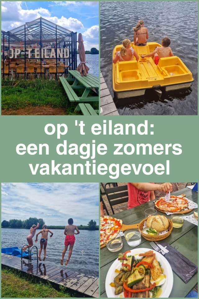 Op 't Eiland: kindvriendelijk restaurant aan water met zwemsteiger. Toe aan een dagje zomers vakantiegevoel met je kinderen of tieners? Buitenplaats Op 't Eiland is een super kindvriendelijk restaurant, dat ligt aan het water van de Vecht. Met een zwemsteiger, waterfietsen, sup en speeltuin. Je kunt hier ook met boot aanmeren. En op de menukaart staan heerlijke eenvoudige Italiaanse gerechten.