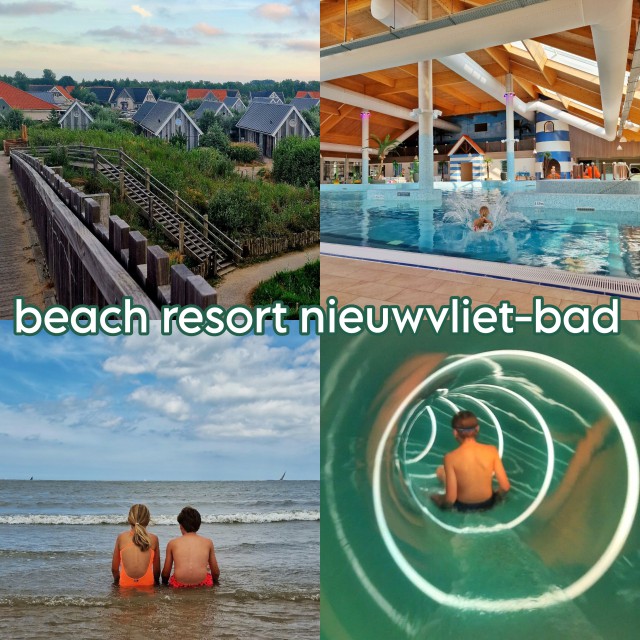 Beach Resort Nieuwvliet-Bad: review vakantiepark aan zee, met groot binnenzwembad. Met onze kinderen bezochten we het sfeervolle Beach Resort Nieuwvliet-Bad, nu nog onderdeel van Roompot, binnenkort heten ze Landal. Het vakantiepark ligt aan zee, vlakbij de rustige stranden van West Zeeuws Vlaanderen. Via een mooie houten loopbrug loop je naar zee. En op het park is een subtropisch zwemparadijs. Wat ons betreft een aanrader voor gezinnen met kinderen en tieners.