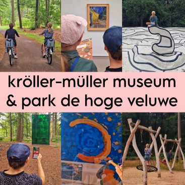 Kröller-Müller Museum en Park de Hoge Veluwe met kinderen. Op zoek naar een uitje waar je binnen en buiten leuke dingen kunt doen? Het Kröller-Müller Museum heeft zowel binnen als buiten leuke activiteiten voor kinderen. Verschillende speurtochten, een geocaching route en zelfs een blind date die thuis al begint. Bovendien ligt het prachtig in het groen van Nationaal Park de Hoge Veluwe. Dus je kunt het ook nog combineren met een fietstocht en een bezoek aan de speeltuin.