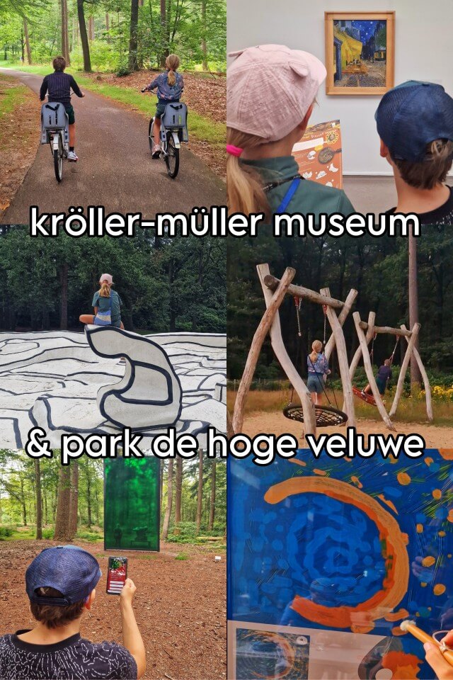 Kröller-Müller Museum en Park de Hoge Veluwe met kinderen. Op zoek naar een uitje waar je binnen en buiten leuke dingen kunt doen? Het Kröller-Müller Museum heeft zowel binnen als buiten leuke activiteiten voor kinderen. Verschillende speurtochten, een geocaching route en zelfs een blind date die thuis al begint. Bovendien ligt het prachtig in het groen van Nationaal Park de Hoge Veluwe. Dus je kunt het ook nog combineren met een fietstocht en een bezoek aan de speeltuin.