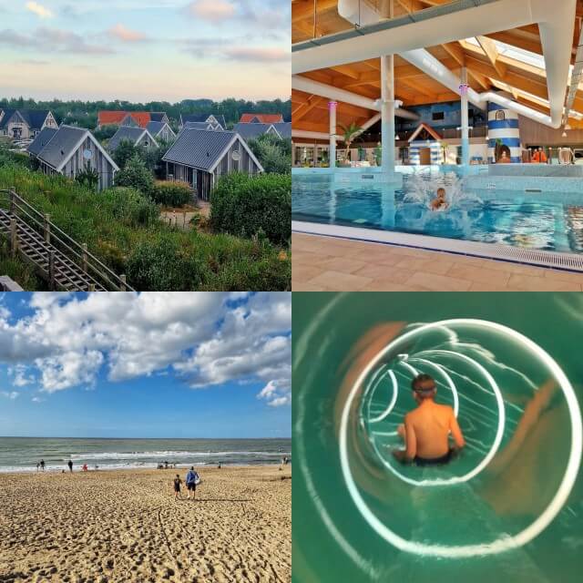 Beach Resort Nieuwvliet-Bad op Zeeuws Vlaanderen: luxe sfeervol vakantiepark op loopafstand het strand. Met groot binnenzwembad met glijbanen, tiener hangout, binnenspeeltuin, buitenspeeltuintjes en sportveldjes. In de herfst kun je meestal niet in zee zwemmen, maar wel wandelen op het strand en zwemmen in het subtropisch zwemparadijs.