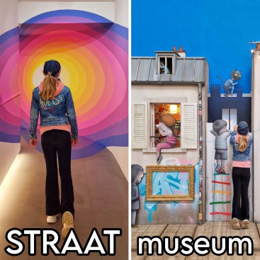 STRAAT museum Amsterdam met kinderen en tieners. Zoek je een leuk kids uitje in Amsterdam Noord? STRAAT museum is leuk voor kinderen en tieners. Je vindt er graffiti en street art in een stoere oude loods op de NDSM-werf. En de komende maanden is er een hele leuke tentoonstelling voor kinderen: kunst-speeltuin Seth Se La Joue.