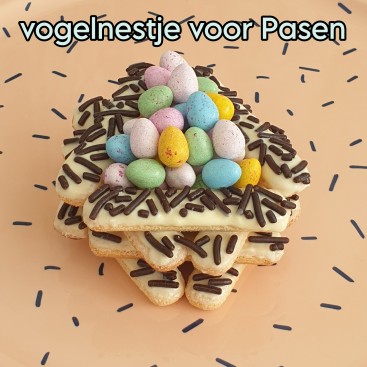 Zoet recept voor Pasen en lente: vogelnestje met paaseitjes. Op zoek naar een zoet recept voor Pasen en lente? Dit vogelnestje met paaseitjes staat super gezellig op tafel. Als dessert of voor bij de koffie of thee.